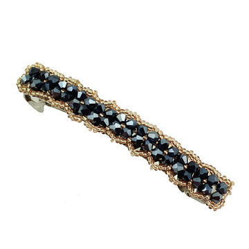 Crystal & Seedbeads Princess Barrette Black